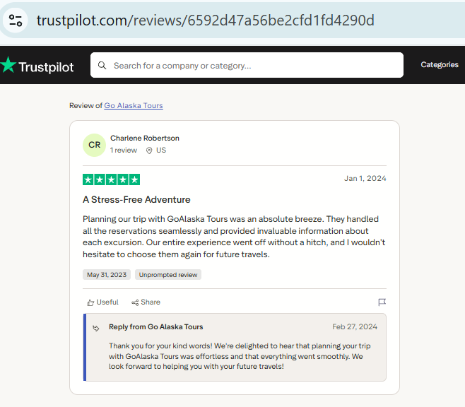 Screenshot of a five-star online review by Charlene Robertson