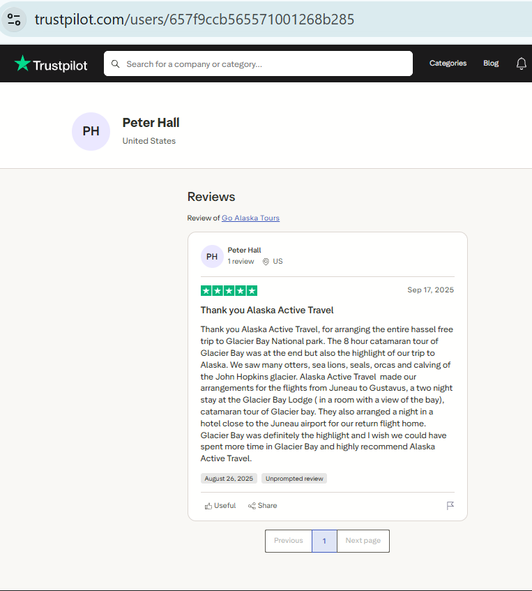 Screenshot of a five-star online review by peterhall